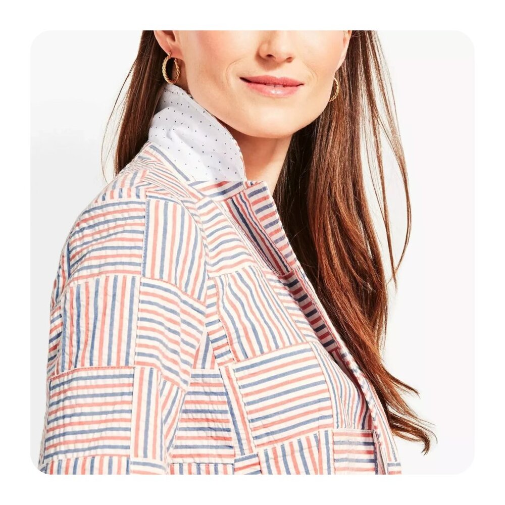 Talbots Sz 4 Patchwork Blazer Jacket Seersucker B… - image 6